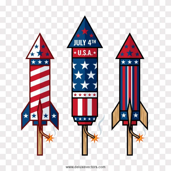 July 4th Firework Rockets Clipart Pack