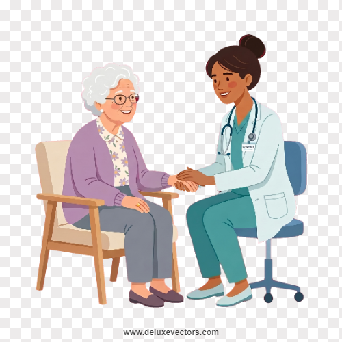 Medical Patient and Doctor Cartoon Illustration Png