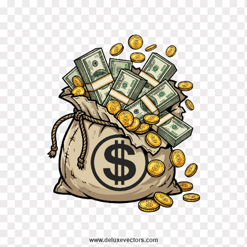 Overflowing Money Bag Vector PNG