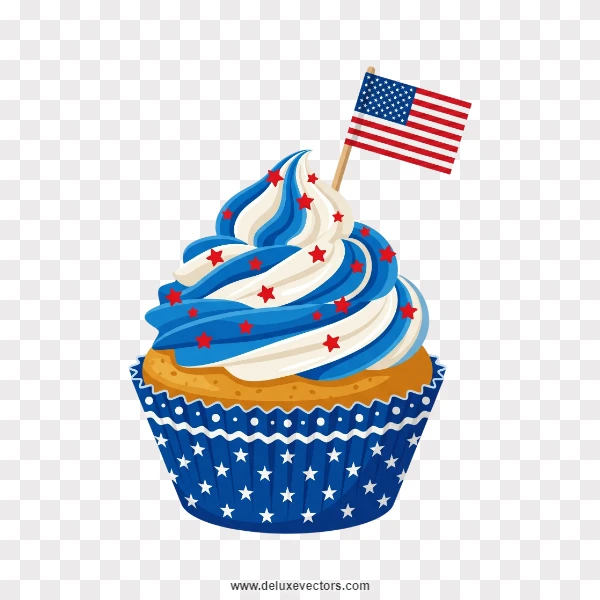 Patriotic Independence Day Cupcake Clipart