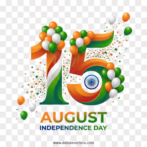 15 August Typography Tricolor Balloons Design