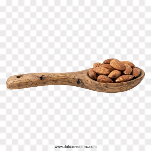 Almonds in Wooden Spoon Png Image
