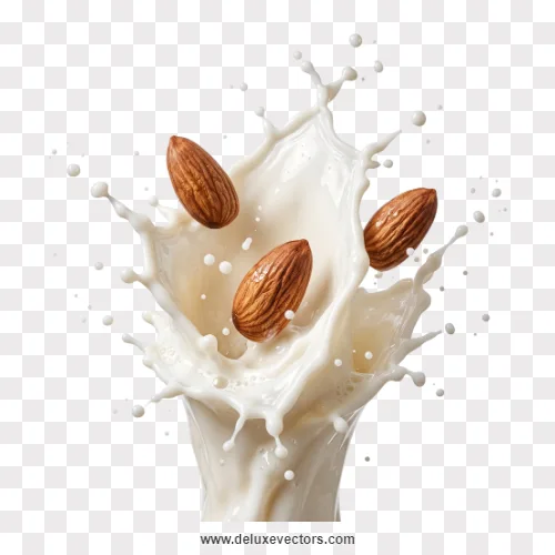 Almonds Splashing in Milk Graphics Png