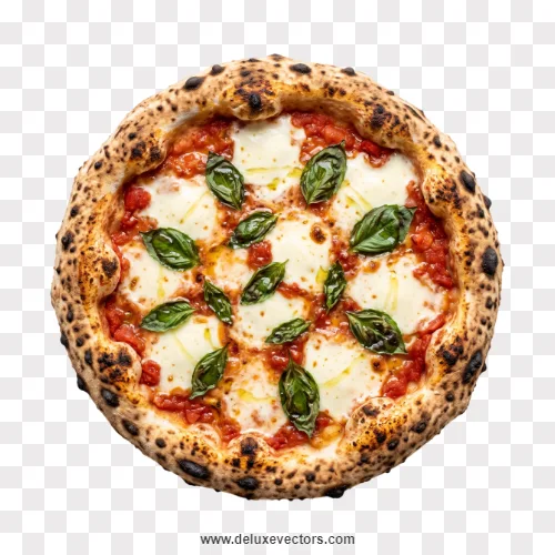Authentic Neapolitan Margherita Pizza with Fresh Basil Png