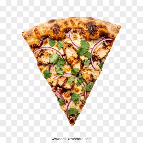 BBQ Chicken Pizza Slice with Red Onion and Cilantro Png