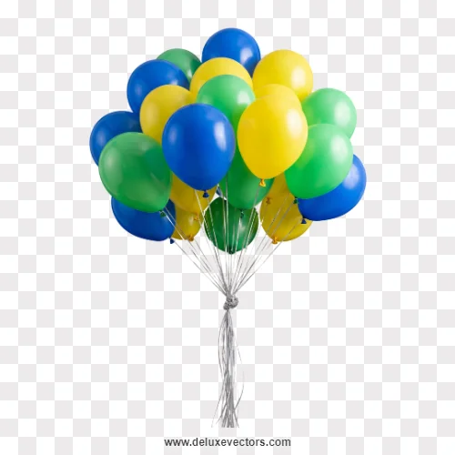 Blue Green Yellow Balloons Bouquet Png Image