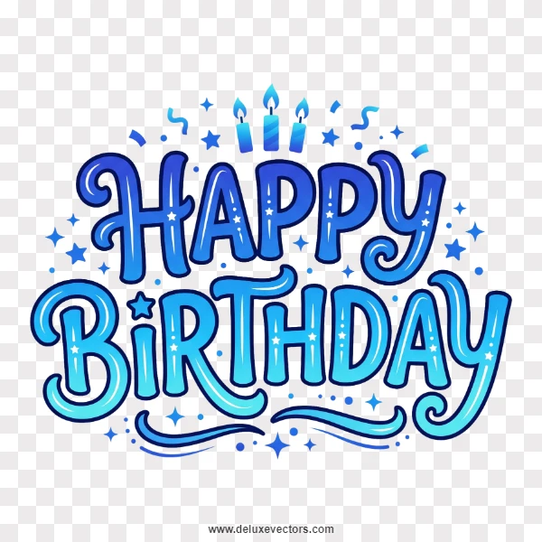 Blue Happy Birthday Typography PNG Element