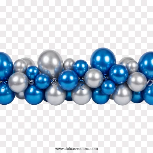 Blue and Silver Balloon Garland Border Png
