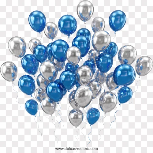 Floating Blue and Silver Balloons Background