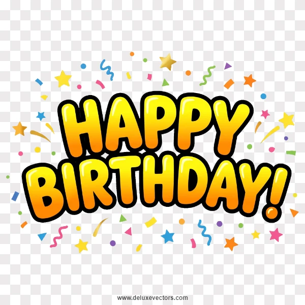 Bold Yellow Happy Birthday Text PNG