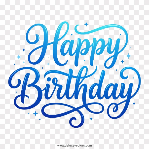 Classic Blue Elegant Happy Birthday Transparent PNG