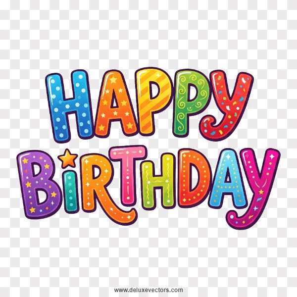 Colorful Happy Birthday Typography PNG