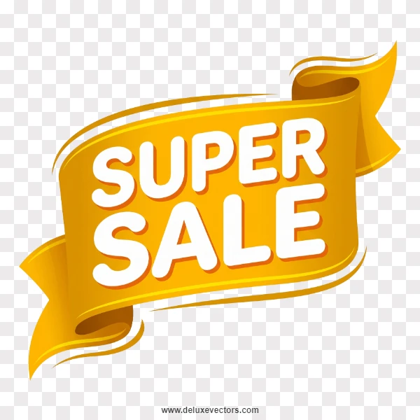3D Curved Golden Ribbon Super Sale Banner
