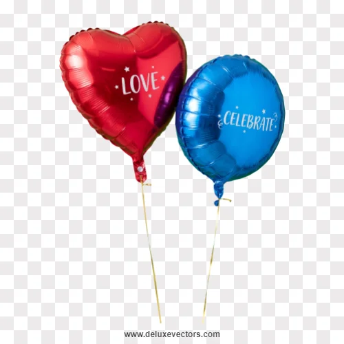 Foil Heart and Round Balloons Pair Png