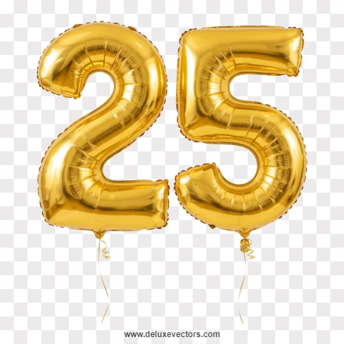 Gold Number 25 Foil Balloons Transparent Png