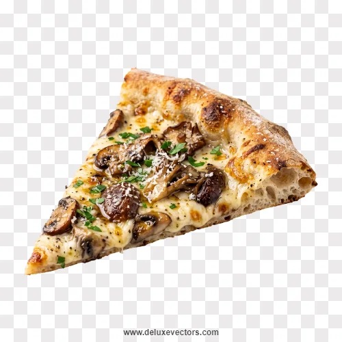 Gourmet Mushroom Truffle Pizza Slice Graphic Png