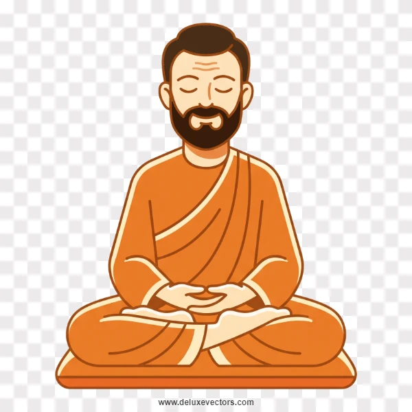 Guru Meditating in Lotus Yoga Pose Clipart