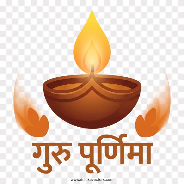Guru Purnima Diya Lamp Hindi Calligraphy Logo
