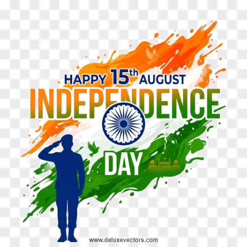 Happy 15 August Independence Day Soldier Salute Graphic