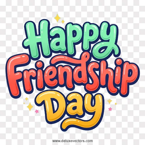 Happy Friendship Day Colorful Bubbly Typography Sticker