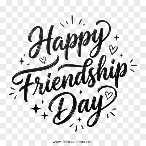 Happy Friendship Day Elegant Black Handwritten Calligraphy
