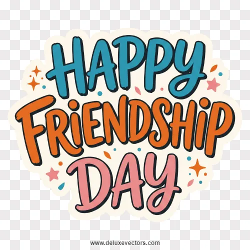 Happy Friendship Day Vibrant Cartoon Text Design