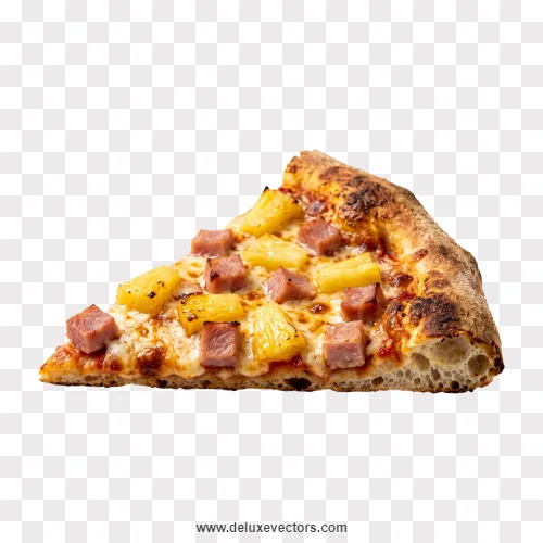 Hawaiian Pizza Slice with Pineapple and Ham Chunks Png