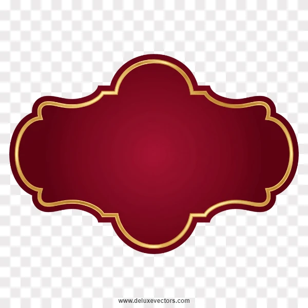 Large Ornate Crimson Red and Gold Decorative Label