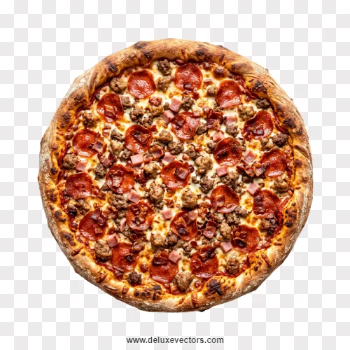 Loaded Pepperoni Sausage Meat Pizza Whole Pie Png