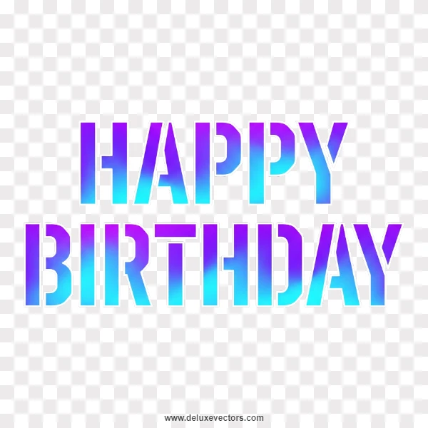Neon Purple Blue Happy Birthday Text PNG