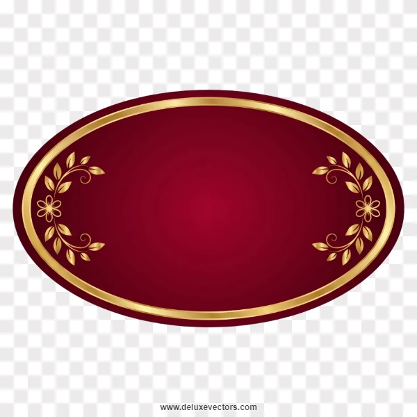Oval Crimson Red and Gold Floral Detail Frame