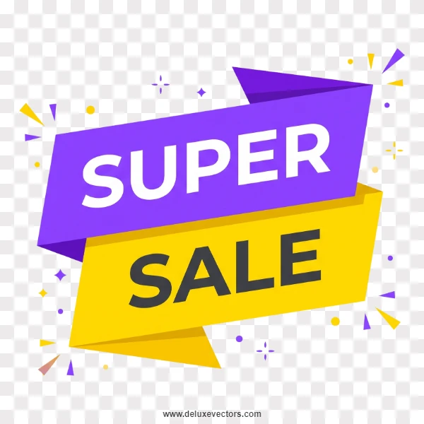 Modern Overlapping Purple and Yellow Super Sale Sign