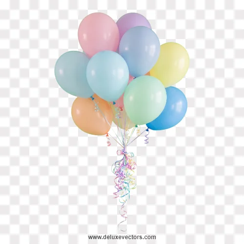 Pastel Balloons Bunch Cluster Image Png