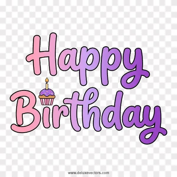 Pastel Purple Happy Birthday Typography PNG