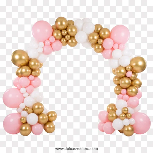 Pink and Gold Balloon Arch Decorative Frame Png