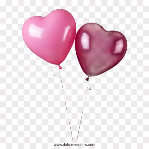 Pink and Purple Heart Balloons Pair Png