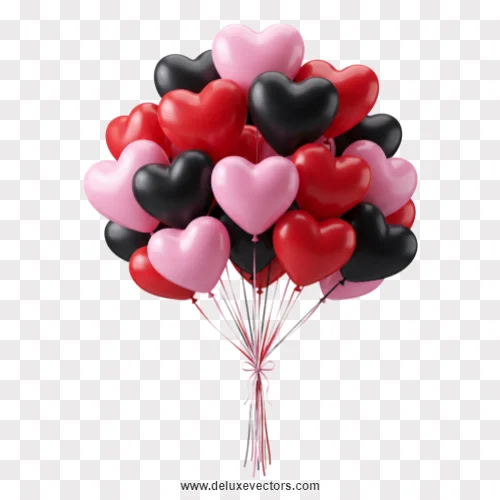 Pink Red and Black Heart Balloons Bouquet