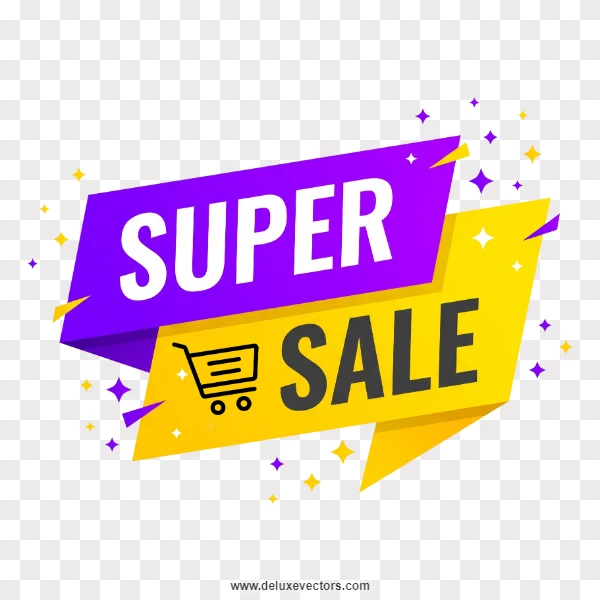 Purple and Yellow Super Sale Shopping Cart Png