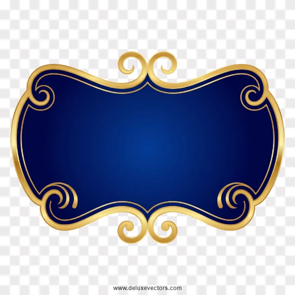 Royal Blue and Gold Ornate Label Frame with Filigree
