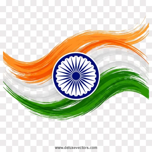 Tricolor Brush Strokes Wave Ashoka Chakra Banner