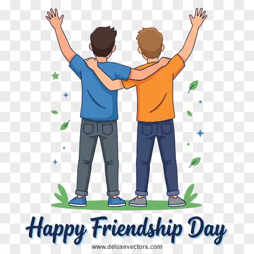 Two Boys Hugging Back View Happy Friendship Day Clipart