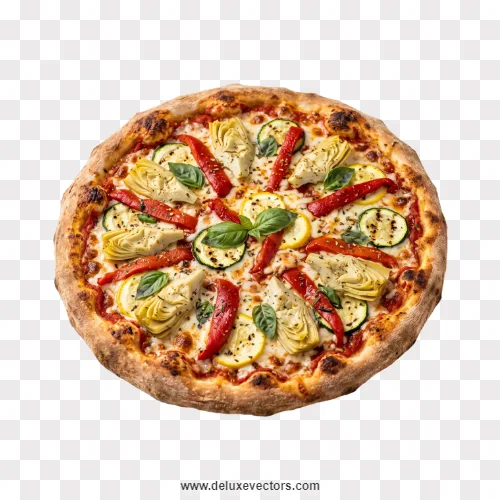 Vegetarian Pizza with Artichoke and Bell Pepper Png Image