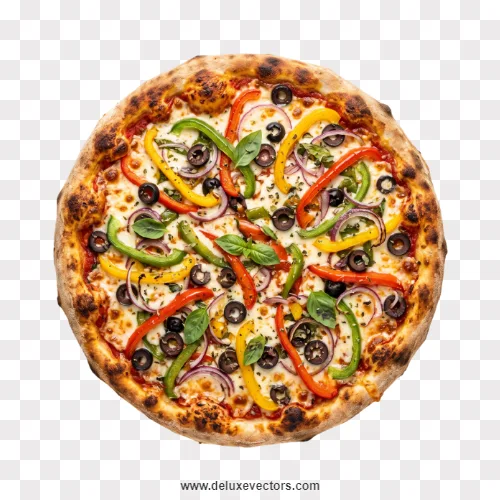 Veggie Supreme Pizza with Colorful Bell Peppers and Olives