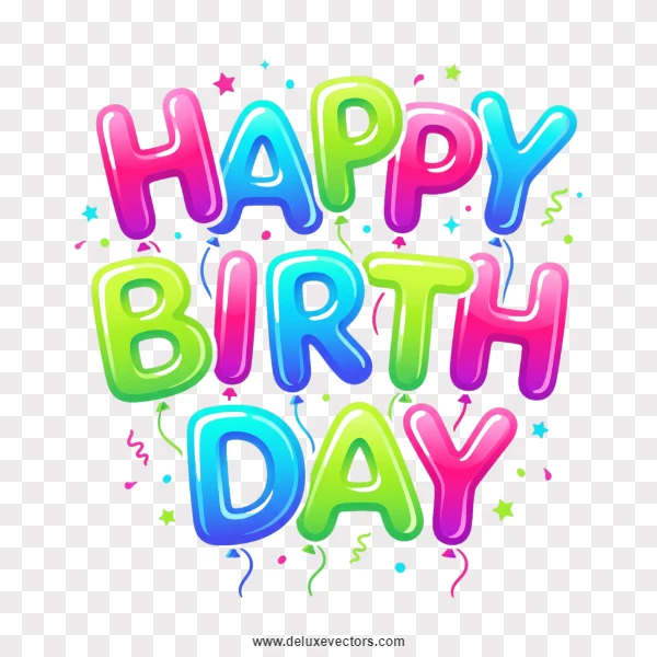 Vibrant Balloon Style Birthday Clipart PNG