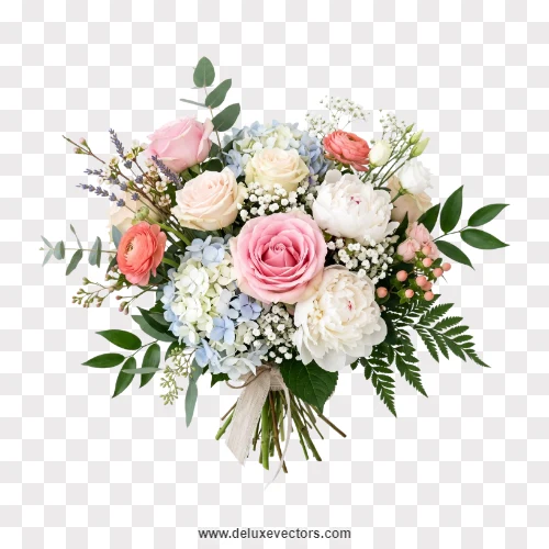 Bridal Rose Bouquet Top View PNG