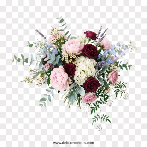 Burgundy Pink Rose Eucalyptus Bouquet PNG