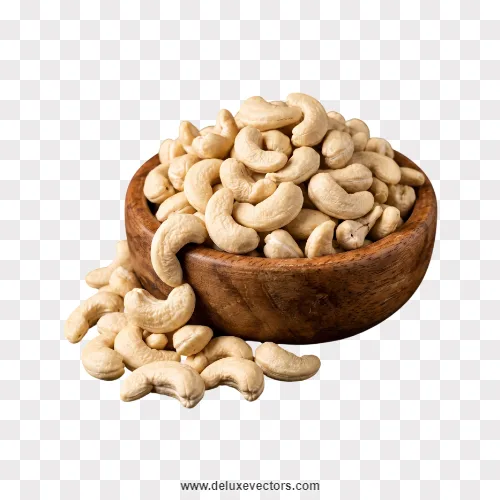 Cashew Nuts in Wooden Bowl Png