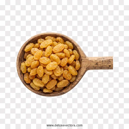 Golden Raisins in Wooden Ladle PNG