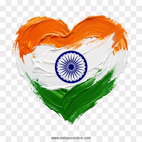 Indian Flag Heart Shape Brush Stroke Png