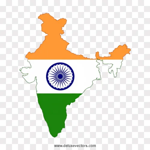 Map of India Tricolor Flag Transparent Image
